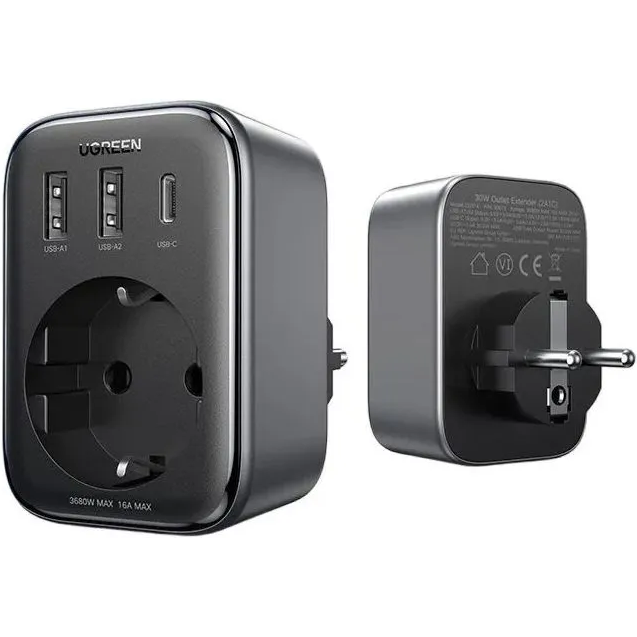 

Сетевое зарядное устройство UGREEN CD314 30 Вт, 2xUSB, EU, USB type-C, черный (15261_), CD314