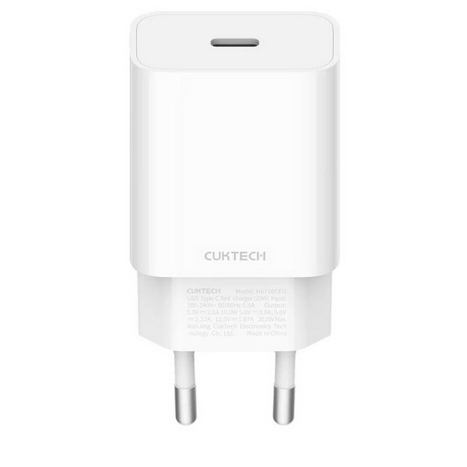 

Сетевое зарядное устройство CUKTECH 20 Вт, EU, USB type-C, Quick Charge, PD, белый (HA716C EU)