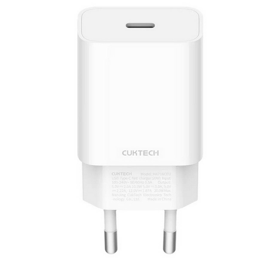 Сетевое зарядное устройство CUKTECH 20 Вт, EU, USB type-C, Quick Charge, PD, белый (HA716C EU)