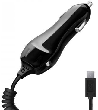Автомобильное зарядное устройство Deppa, 2.1А, кабель microUSB, черный (22124)
