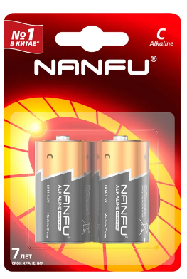 Батарея Nanfu C (R14/LR14), 1.5V, 2 шт. (6901826018252)