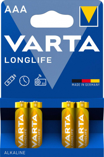 Батарея Varta Longlife, AAA (LR03), 1.5V, 4 шт. (04103101894)