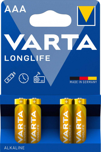

Батарейка Varta Longlife, AAA (LR03), 1.5V, 4 шт. (04103101894)