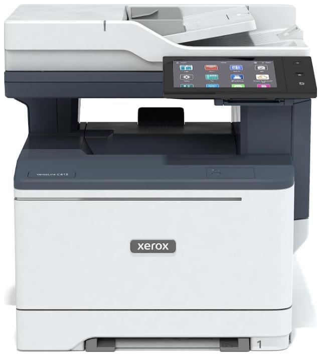 МФУ лазерный Xerox VersaLink C415V, A4, цветной, 40 стр/мин (A4 ч/б), 40 стр/мин (A4 цв.), 1200x1200 dpi, дуплекс, АПД-100 листов, факс, сетевой, USB, белый/черный, требуется запуск через АСЦ (C415V_DN)