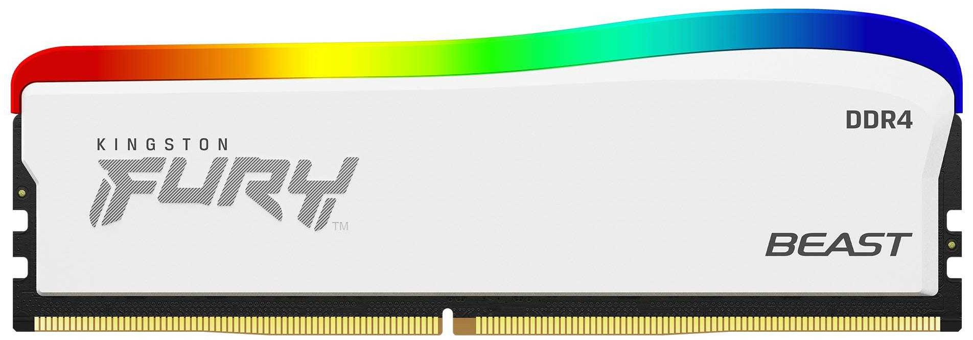 Память DDR4 DIMM 8Gb, 3200MHz, CL16, 1.35V, Kingston, FURY Beast White RGB SE (KF432C16BWA/8) Retail