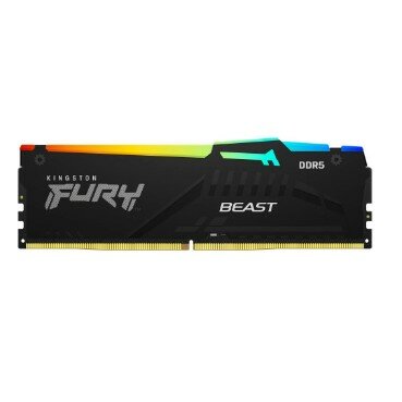 Память DDR5 DIMM 16Gb, 5200MHz, CL36, 1.25V, Kingston, Fury Beast Black RGB (KF552C36BBEA-16) Retail