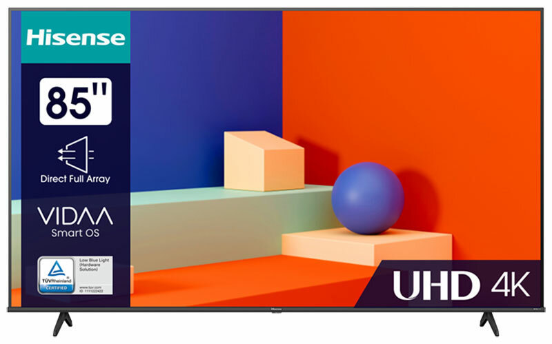 

Телевизор 85" Hisense 85A6K, 3840x2160, DVB-T /T2 /C, HDMIx3, USBx2, WiFi, Smart TV, черный (85A6K), 85A6K