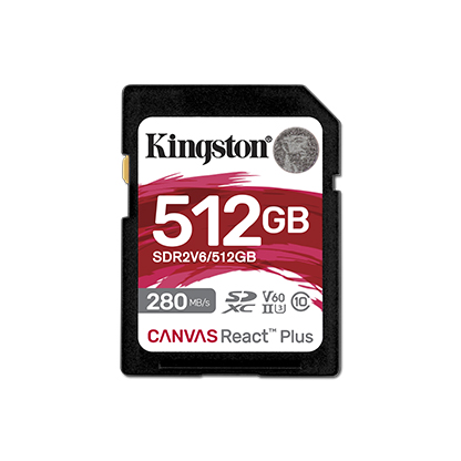 Карта памяти 512Gb SDXC Kingston Canvas React Plus Class 10 UHS-II U3 V60 (SDR2V6/512GB)