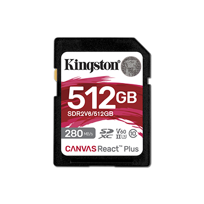

Карта памяти 512Gb SDXC Kingston Canvas React Plus Class 10 UHS-II U3 V60 (SDR2V6/512GB)