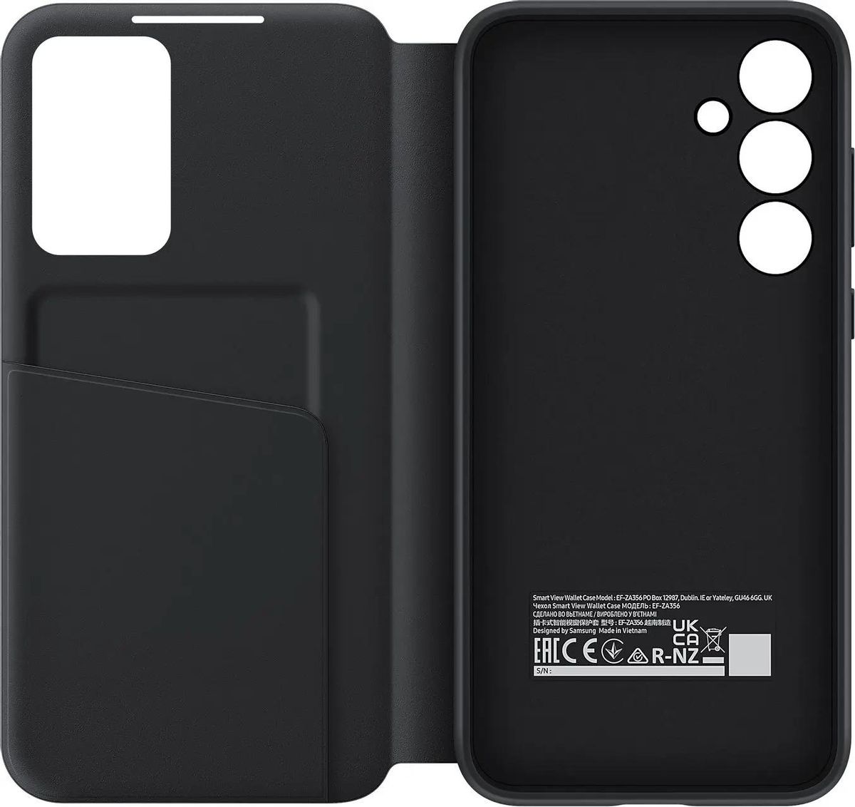 Чехол-книжка Samsung Smart View Wallet Case для смартфона Samsung Galaxy A35, термопластичный полиуретан (TPU), черный (EF-ZA356CBEGRU)