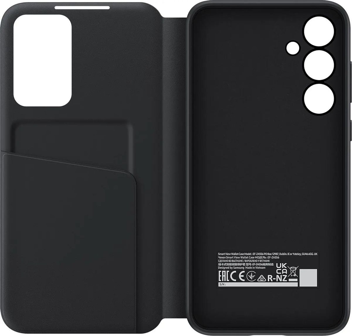 Чехол-книжка Samsung Smart View Wallet Case для смартфона Samsung Galaxy A55, термопластичный полиуретан (TPU), черный (EF-ZA556CBEGRU)