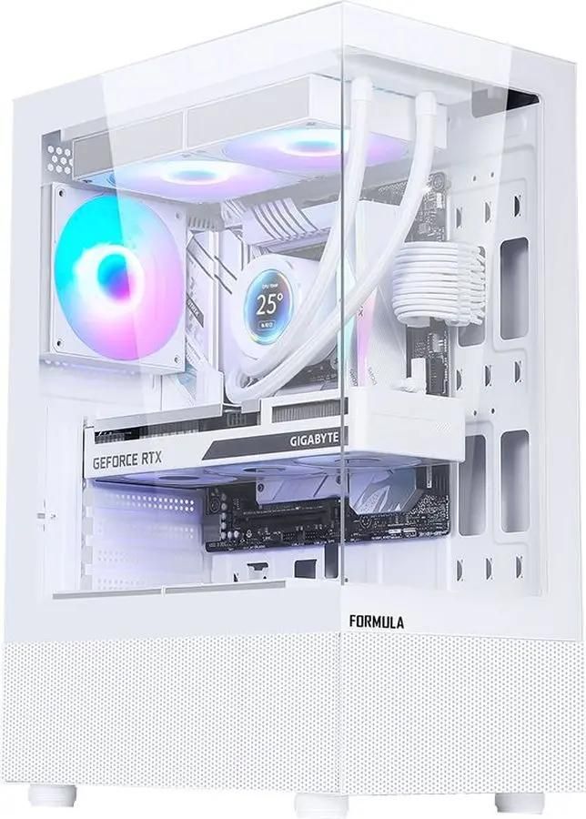 Корпус Formula Crystal Z1 PLUS, ATX, Midi-Tower, USB 3.0, USB Type-C, RGB подсветка, белый, без БП (CRYSTAL Z1 PLUS WH)