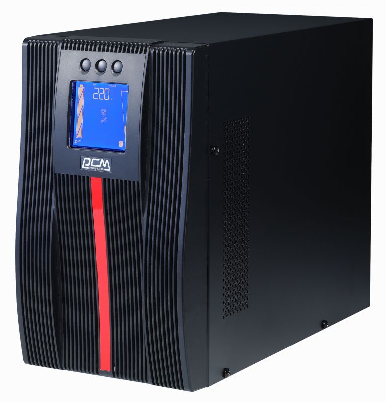 ИБП Powercom MAC-3000, 3000 В·А, 3 кВт, IEC, розеток - 9, USB, черный б/у, после ремонта АСЦ, установлены новые АКБ Delta, следы эксплуатации, в комплекте кабель питания