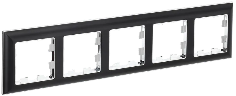 Рамка IEK BRITE РУ-5-Бр, горизонтальная и вертикальная, 5-постов, хром/черный (BR-M52-12-2-K23), цвет хром/черный