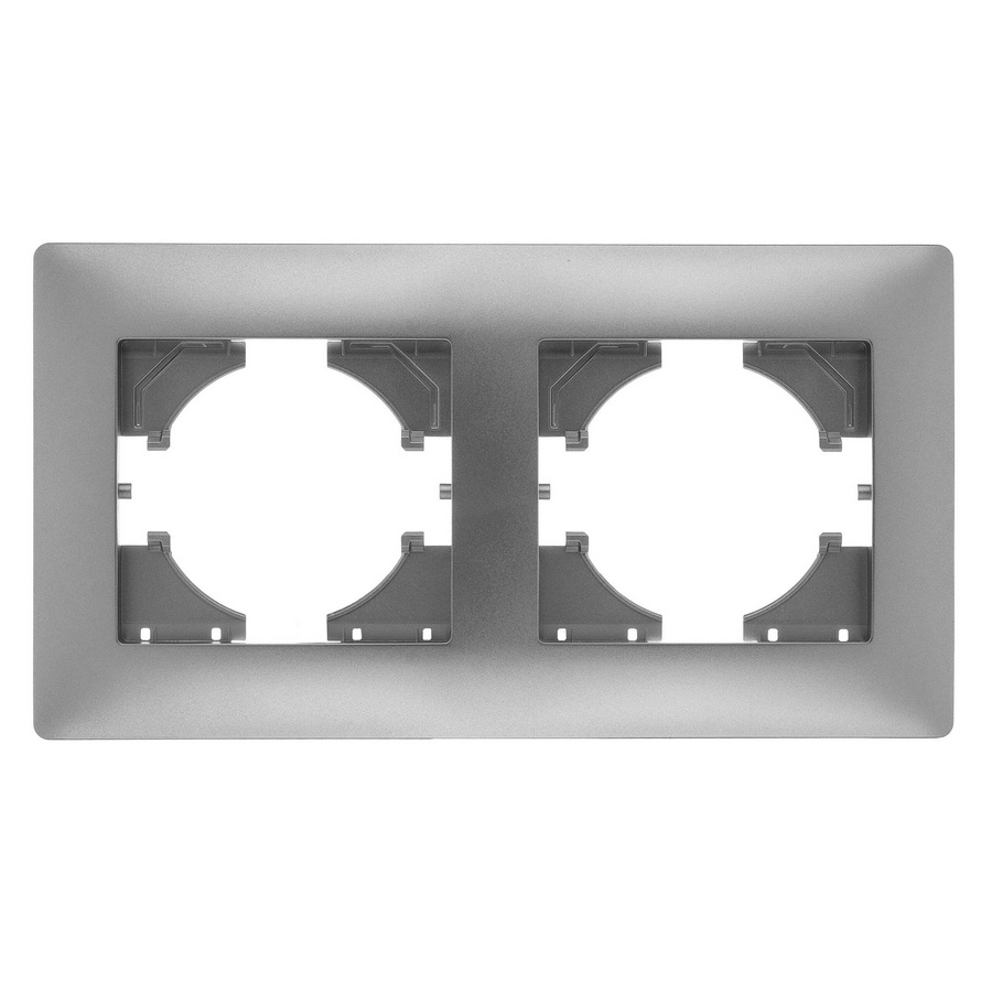 Рамка GUSI ELECTRIC Bravo, горизонтальная, 2-поста, серебро (С1020-004) - фото 1