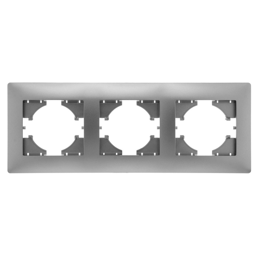 Рамка GUSI ELECTRIC Bravo, горизонтальная, 3-поста, серебро (С1030-004) - фото 1