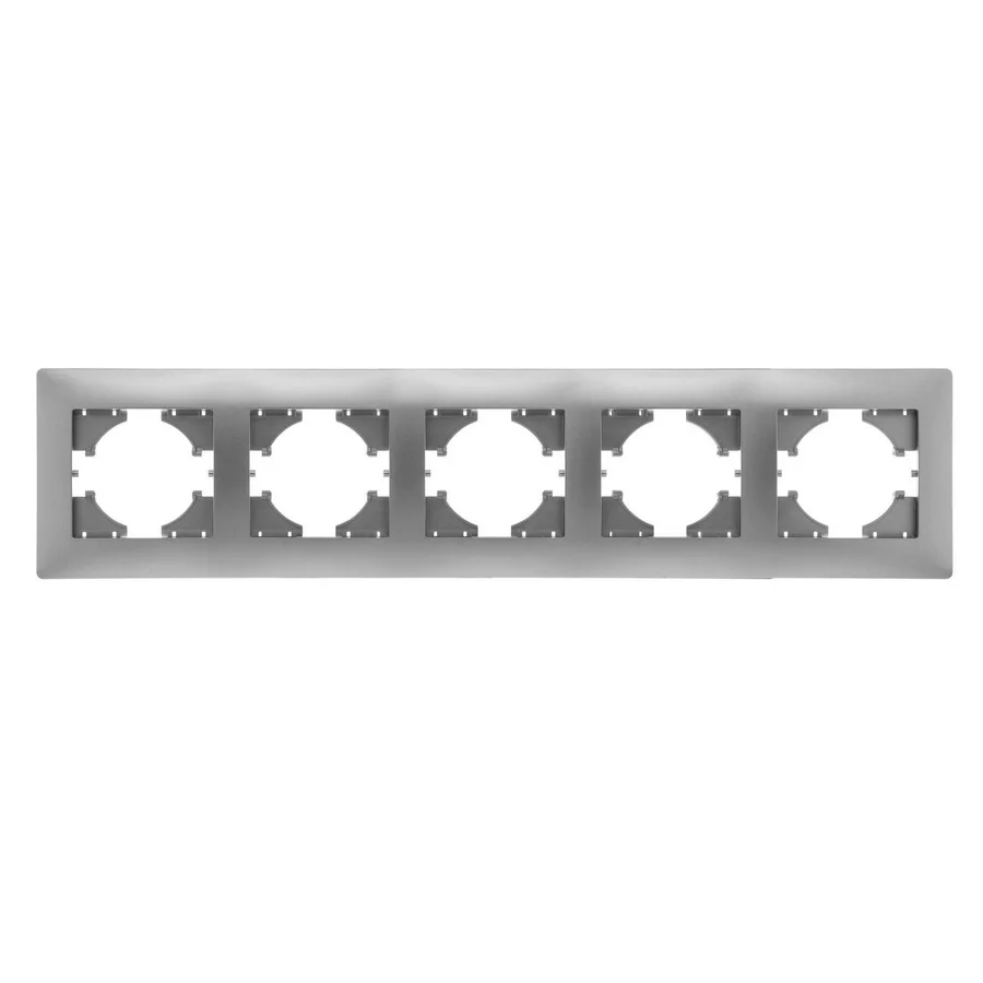 Рамка GUSI ELECTRIC Bravo, горизонтальная, 5-постов, серебро (С1050-004)