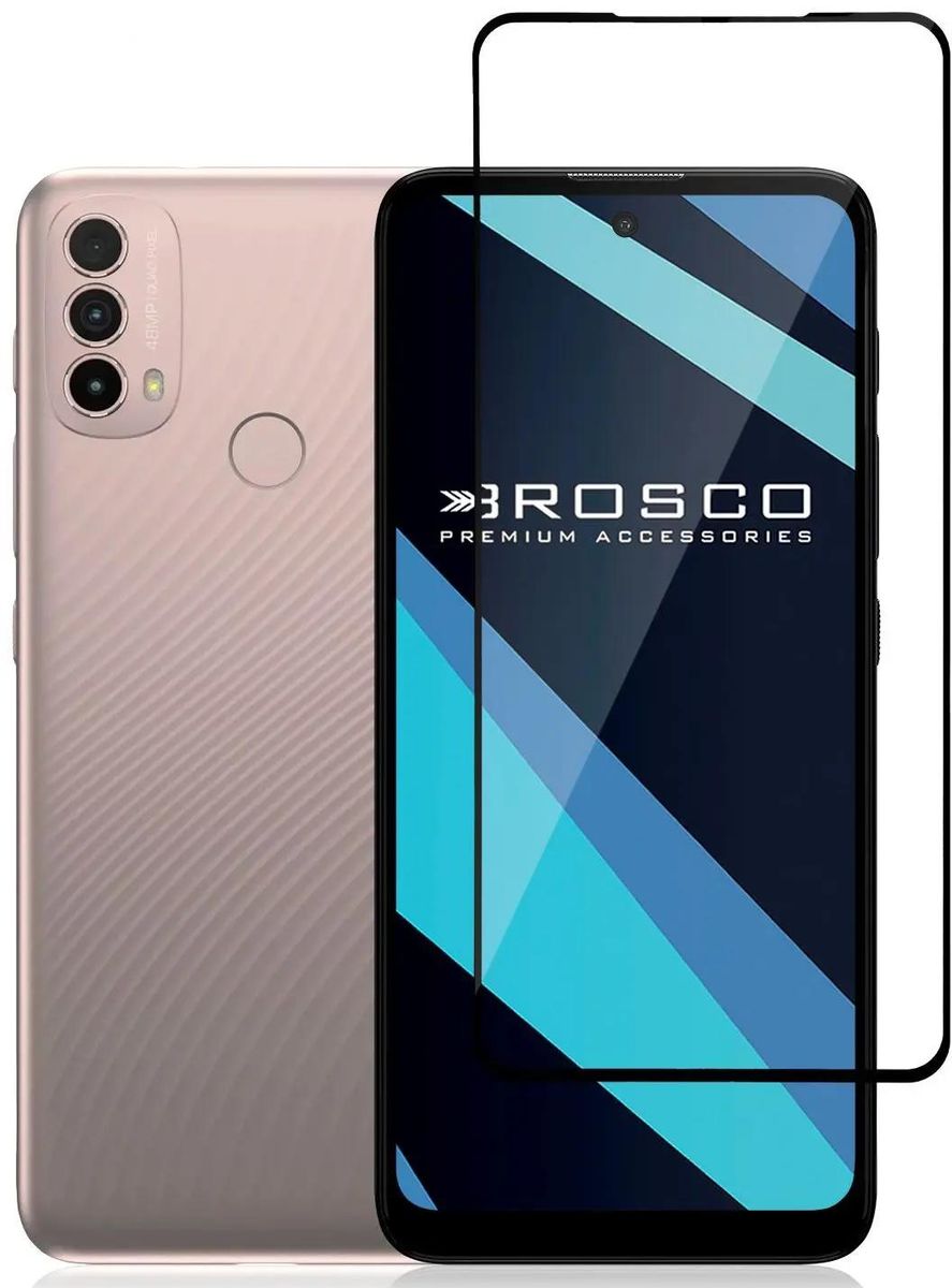 Защитное стекло BROSCO для экрана смартфона Lenovo K14 Plus, Full Screen/Full Glue, поверхность глянцевая, черная рамка, 2.5D (LN-K14PLUS-FSP-GLASS-BLACK)