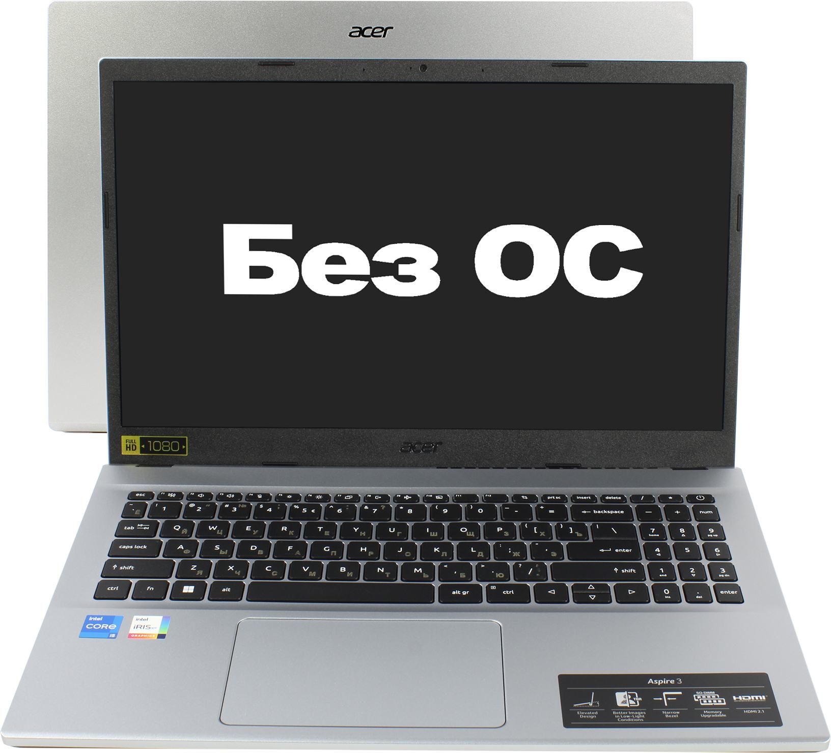 

Ноутбук Acer Aspire 3 A315-59-58SS 15.6" 1920x1080, Intel Core i5 1235U 1.3 ГГц, 8Gb RAM, 512Gb SSD, без OC, серебристый (NX.K6SEM.00A), A315-59-58SS