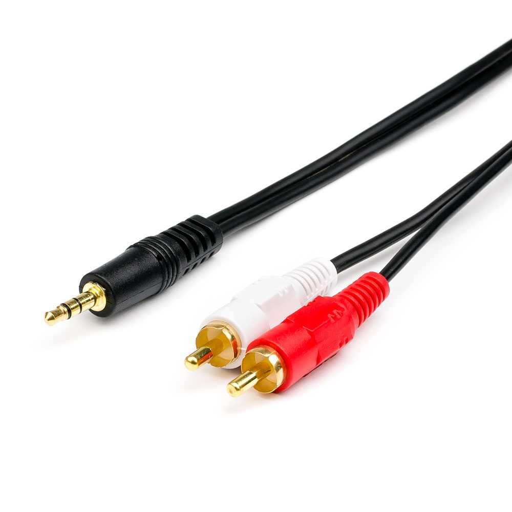 Кабель-переходник (адаптер) Jack 3.5mm(M)-2xRCA(M), экранированный, 1.5 м, черный GoPower (00-00027488)