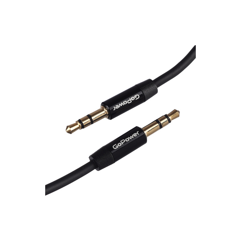 

Кабель Jack 3.5mm(M)-Jack 3.5mm(M), экранированный, 2 м, черный GoPower (00-00027480)