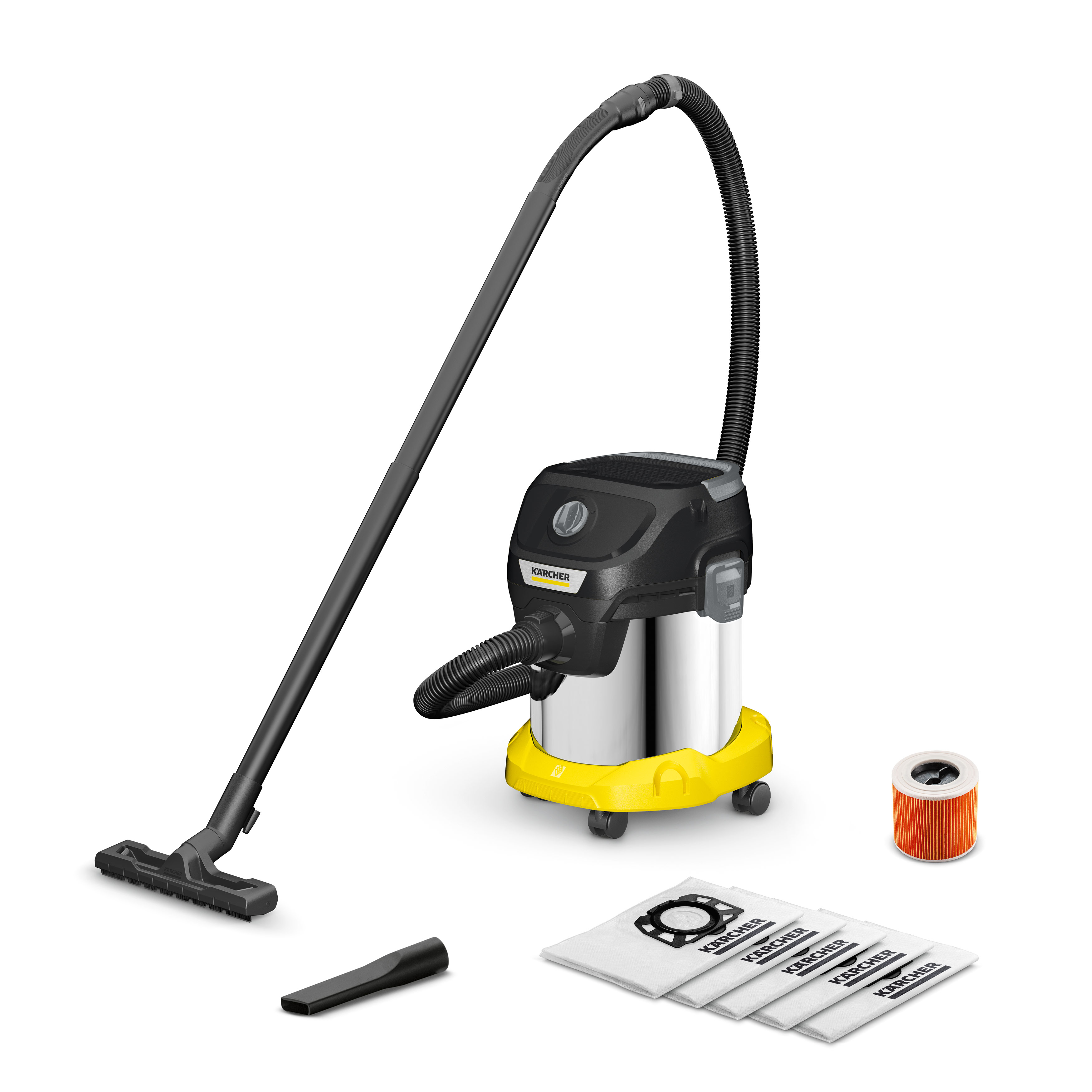 Строительный пылесос KARCHER KWD 3 S V-15/4/20 ANNIVERSARY EDITION, сетевой, 1 кВт, сухая, влажная уборка, объем пылесборника 15 л, контейнер/фильтр-мешок, диаметр шланга 3.5 см, длина шланга 2 м, 4.6 кг (1.628-448.0)