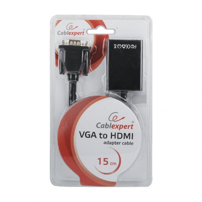 Кабель-переходник (адаптер) HDMI(19F)+Micro USB 2.0 B(f)-VGA(15M)/Jack 3.5mm(M), экранированный, 15 см Cablexpert (A-VGA-HDMI-01) б/у, вскрыта упаковка, замятие на разъеме