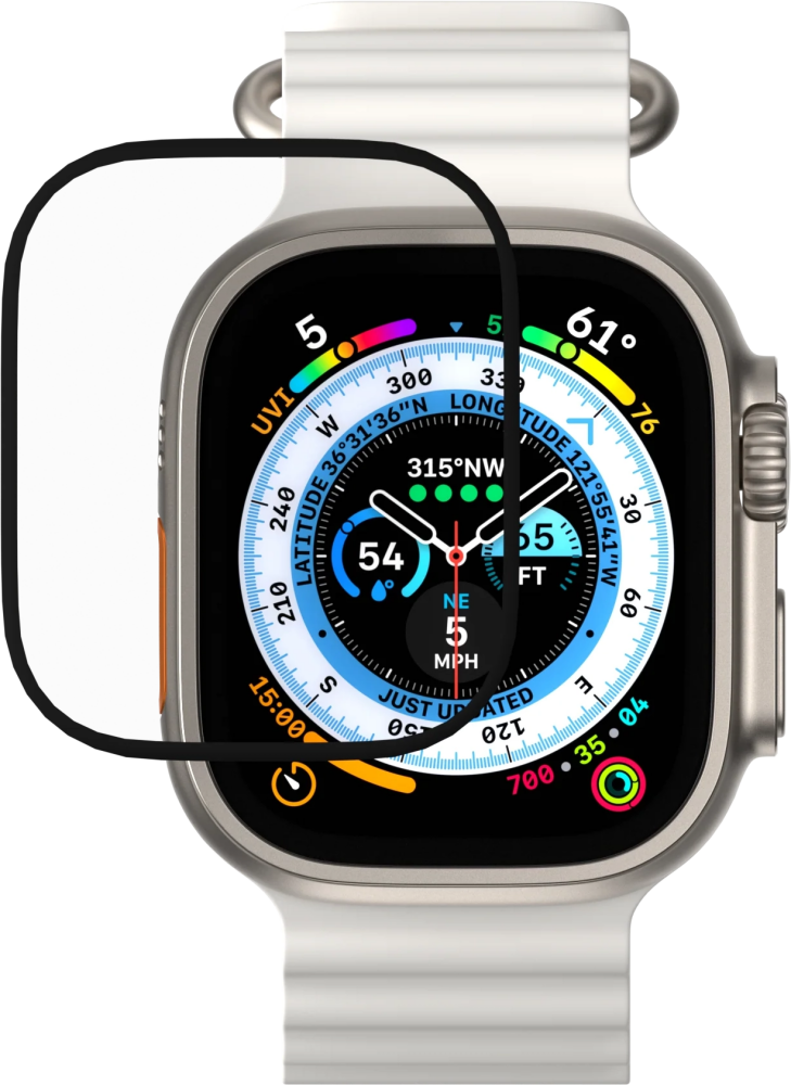 

Защитное стекло SwitchEasy для Apple Watch Ultra 1/2, 3D, черный (SAWU49076TR22), Shield 3D Nano-Hybrid Glass