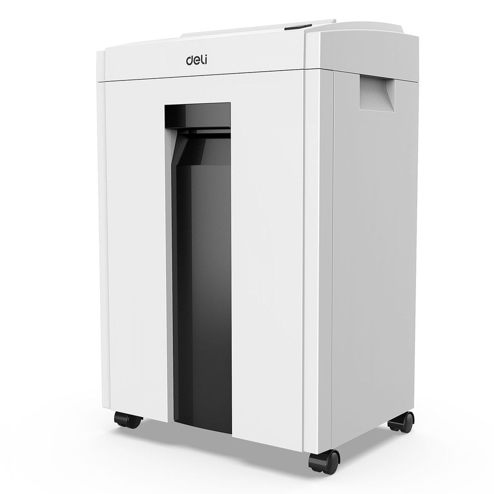 

Шредер Deli E9952, секретность P-4, фрагменты - 4 мм x 2.5 см, объем 23 л, кол-во листов до 10 шт., скрепки, скобы, карты, белый (E9952), E9952