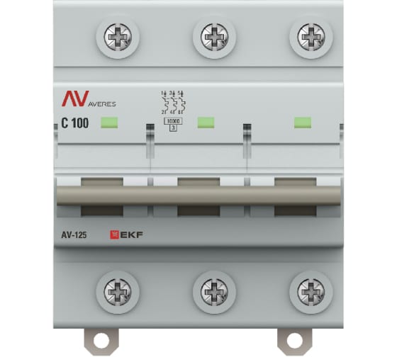 

Выключатель автоматический EKF mcb125-3-100C-av AVERES трехполюсный (3P/3П) 100А C 10кА (mcb125-3-100C-av), mcb125-3-100C-av