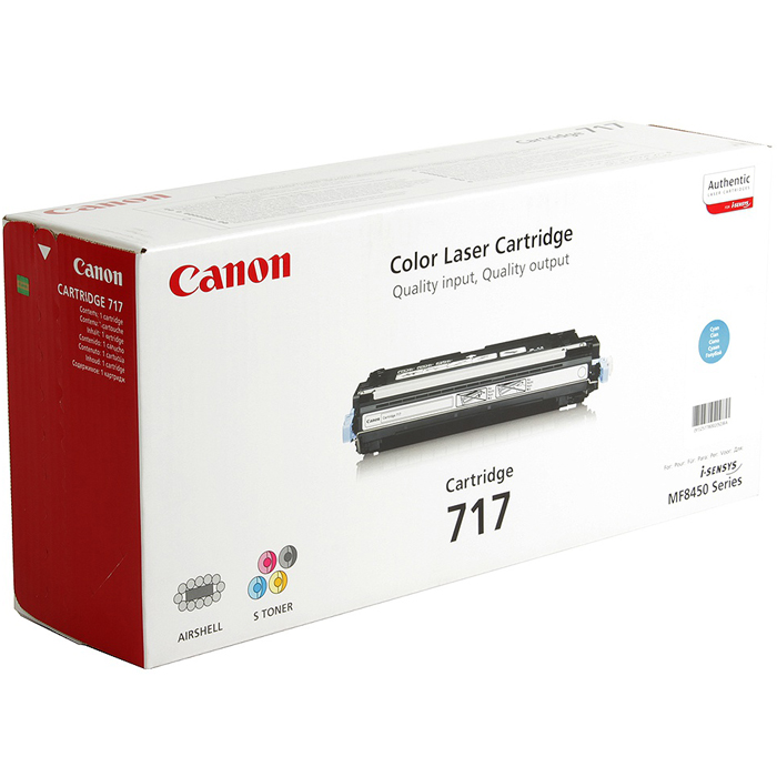 

Картридж лазерный Canon 717C/2577B002, голубой, 4000 страниц, оригинальный, для Canon MF8450 series, 717C