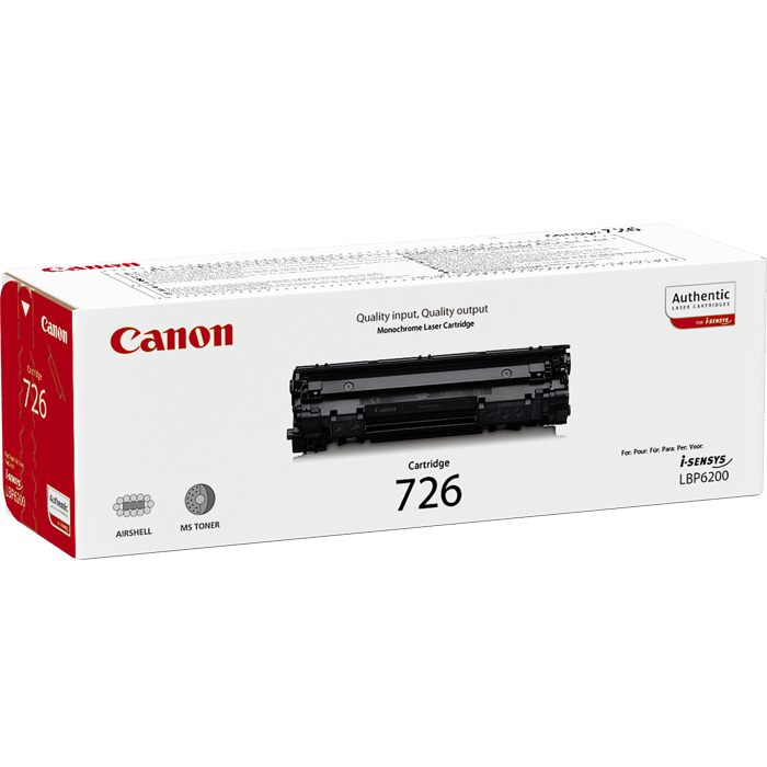 

Картридж лазерный Canon 726/3483B002, черный, 2100 страниц, оригинальный для Canon i-SENSYS LBP6200, 726