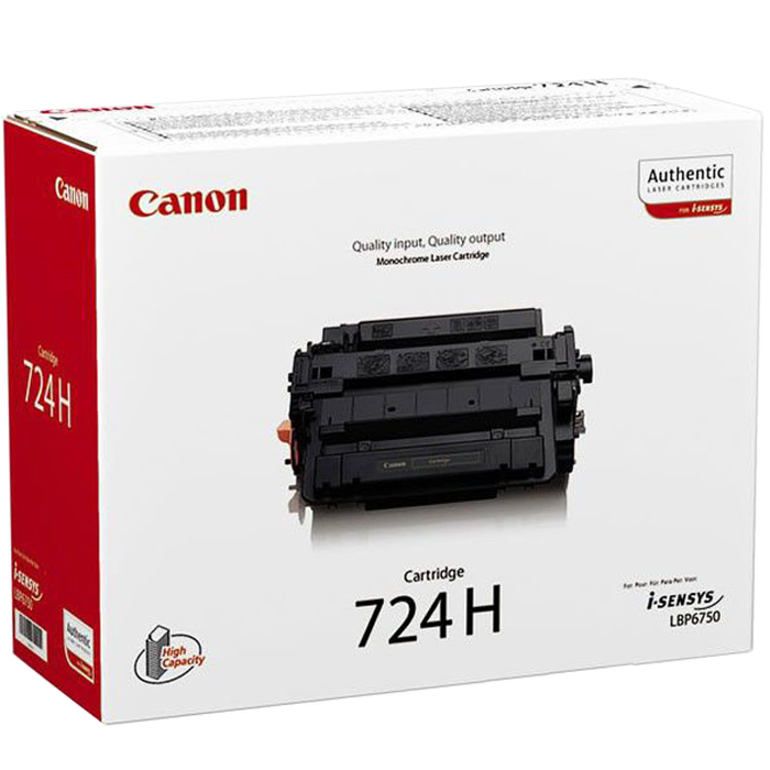 

Картридж лазерный Canon 724H/3482B002, черный, 12500 страниц, оригинальный для Canon i-SENSYS LBP6750, 724H