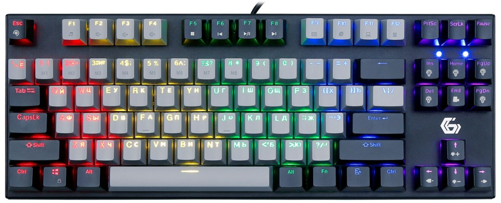 

Клавиатура проводная Gembird KB-G600, механическая, Jixian Red, подсветка, USB, черный (KB-G600), KB-G600