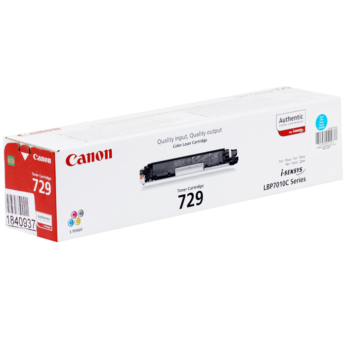

Картридж лазерный Canon 729C/4369B002, голубой, 1000 страниц, оригинальный для Canon LBP7010C / LBP7018C, 729C