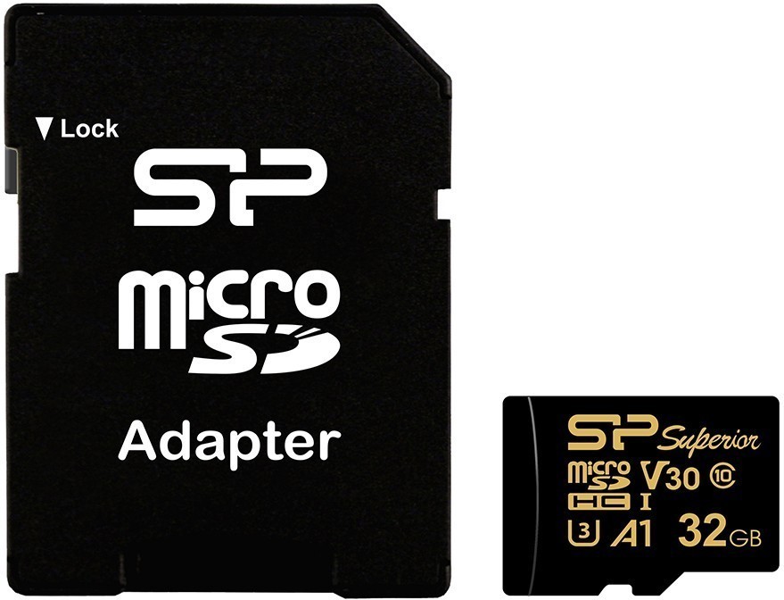 

Карта памяти 32Gb microSDHC Silicon Power Superior Golden Class 10 UHS-I U3 V30 A1 + адаптер (SP032GBSTHDV3V1GSP)