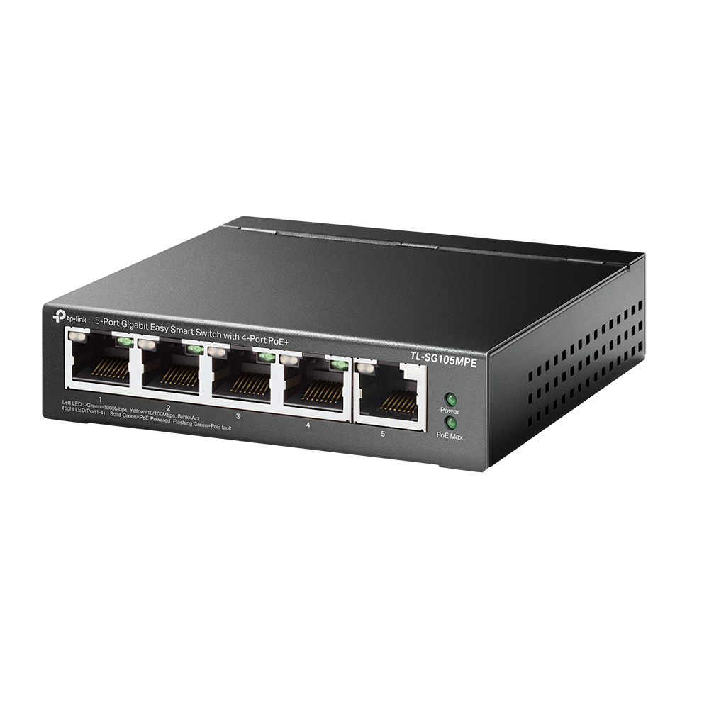 Коммутатор TP-Link Easy Smart TL-SG105MPE, кол-во портов: 5x1 Гбит/с, PoE: 4x30 Вт (макс. 120 Вт) (TL-SG105MPE)