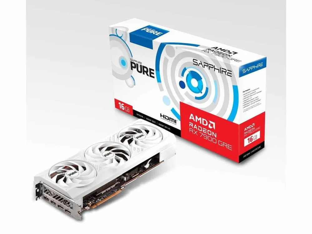 Видеокарта Sapphire AMD Radeon RX 7900 GRE PURE GAMING OC , 16Gb DDR6, 256 бит, PCI-E, 2HDMI, 2DP, Retail (11325-03-20G)