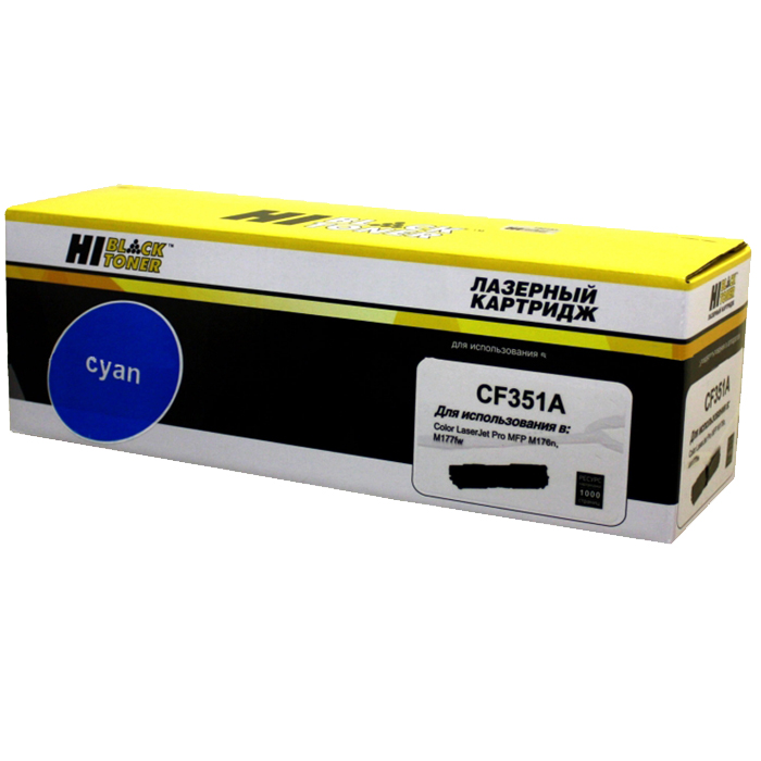 

Картридж лазерный Hi-Black HB-CF351A (CF351A), голубой, 1000 страниц, совместимый для Color LaserJet Pro MFP M176n / MFP M177fw