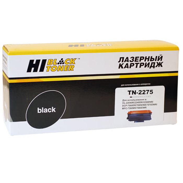 

Картридж лазерный Hi-Black HB-TN-2275 (TN-2275), черный, 2600 страниц, совместимый, для Brother HL-2240R, HL-2240DR, HL-2250DNR, DCP-7060DR, DCP-7065DNR, DCP-7070DWR, MFC-7360NR, MFC-7860DWR, FAX-2845R, FAX-2940R