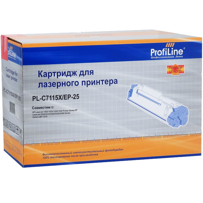 

Картридж ProfiLine PL-C7115X/EP-25 для принтеров LJ 1000/1005/1200/1220/3300/3320MFP/3330MFP/3380/Canon LBP-1210 3500 копий, Черный