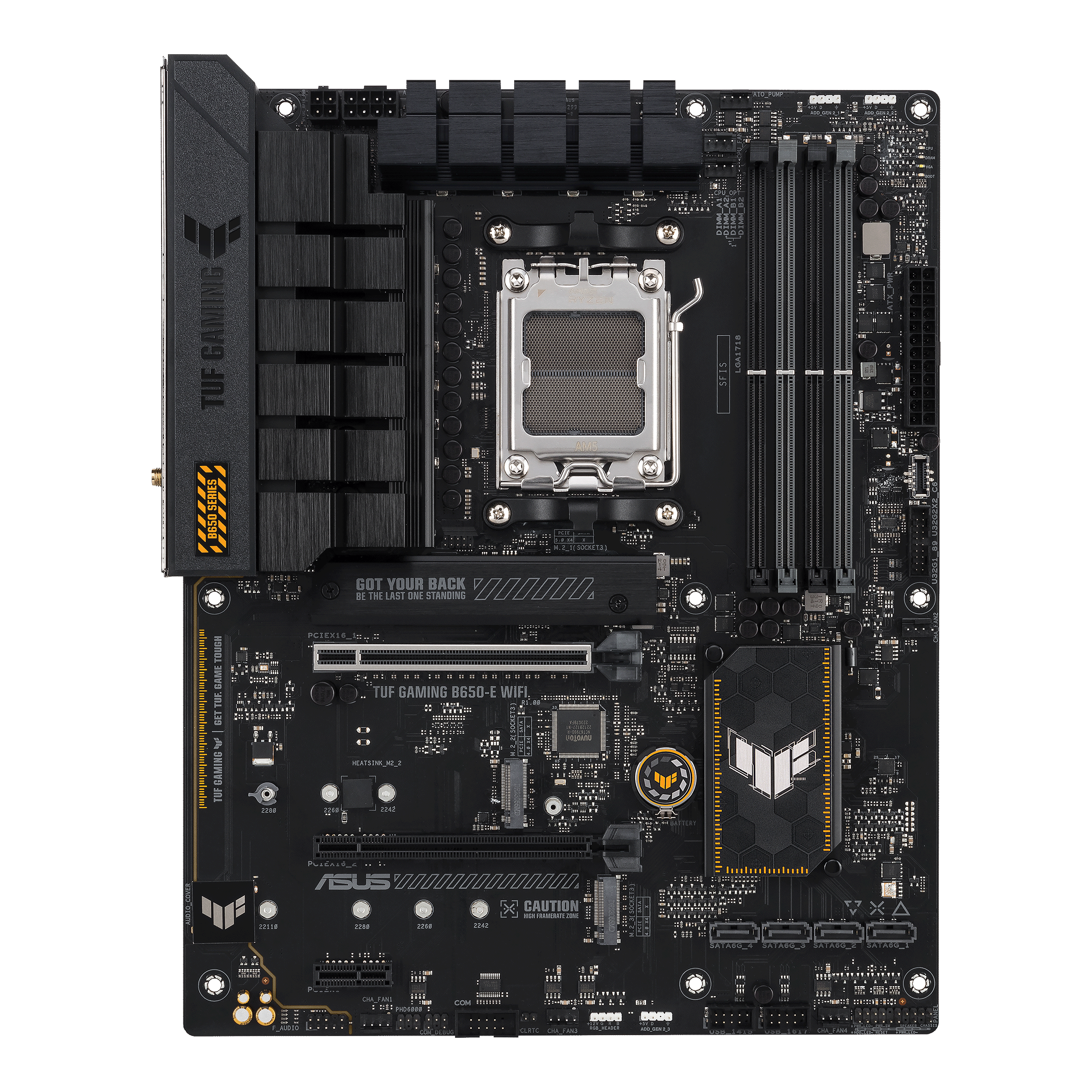 Материнская плата ASUS TUF GAMING B650-E WIFI, AM5, AMD B650, 4xDDR5 DIMM, 2PCI-Ex16, 4SATA3, 7.1-ch, 2.5GLAN, 6 USB 3.2, 2 USB Type-C, HDMI, DP, ATX, Retail