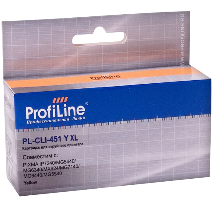 

Картридж струйный ProfiLine PL-CLI-451XLY, желтый, совместимый, 685 страниц, для Canon PIXMA iP7240/MG5440/MG5540/MG6340/MG6440/MG7140/MX924