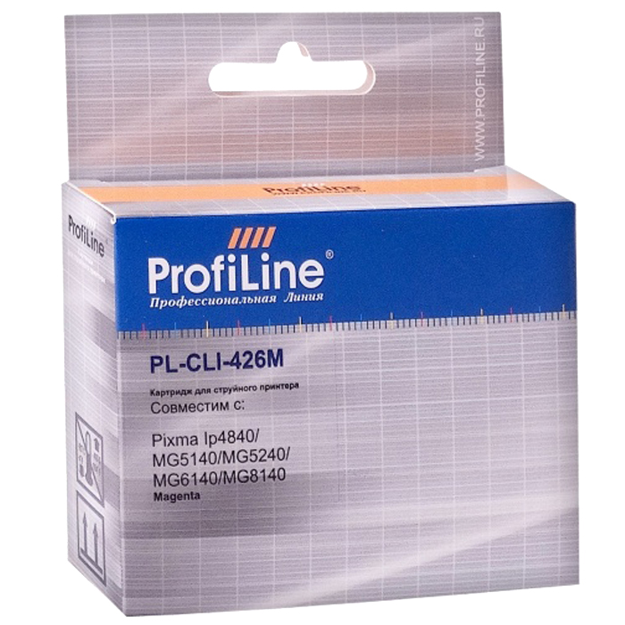 

Картридж ProfiLine PL-CLI-426M с чипом для Canon Pixma IP4840/MG5140/MG5240/MG6140/MG8140, пурпурный