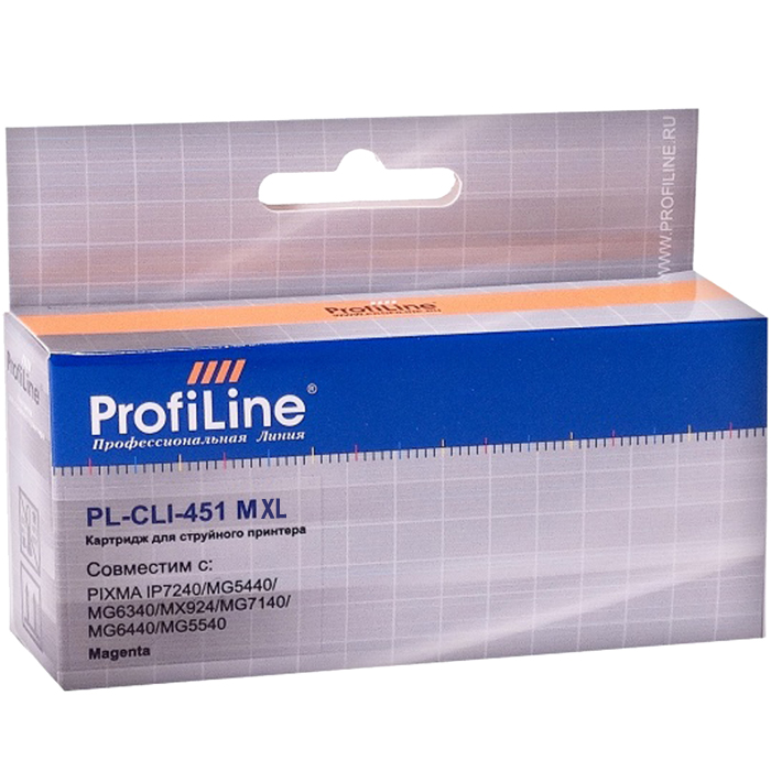 

Картридж струйный ProfiLine PL-CLI-451XLM, пурпурный, совместимый, 660 страниц, для Canon PIXMA iP7240/MG5440/MG5540/MG6340/MG6440/MG7140/MX924