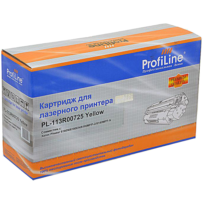 

Картридж лазерный ProfiLine PL-113R00725 (113R00725), желтый, 6000 страниц, совместимый для Xerox Phaser 6180, Phaser 6180MFP