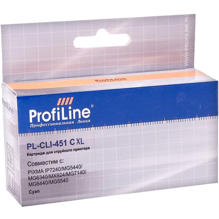 

Картридж струйный ProfiLine PL-CLI-451XLC, голубой, совместимый, 700 страниц, для Canon PIXMA iP7240/MG5440/MG5540/MG6340/MG6440/MG7140/MX924