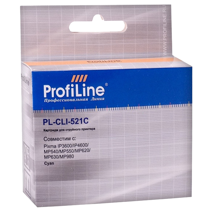 

Картридж струйный ProfiLine PL-CLI-521C, голубой, совместимый, 510 страниц, для Canon Ip3600/IP4600/MP540/MP550/MP620/MP630/MP980