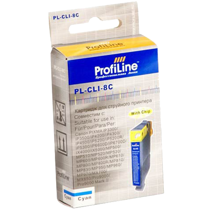 

Картридж струйный ProfiLine PL-CLI-8C, голубой, совместимый, 490 страниц, для Canon iP3300/iP6600D/MP950
