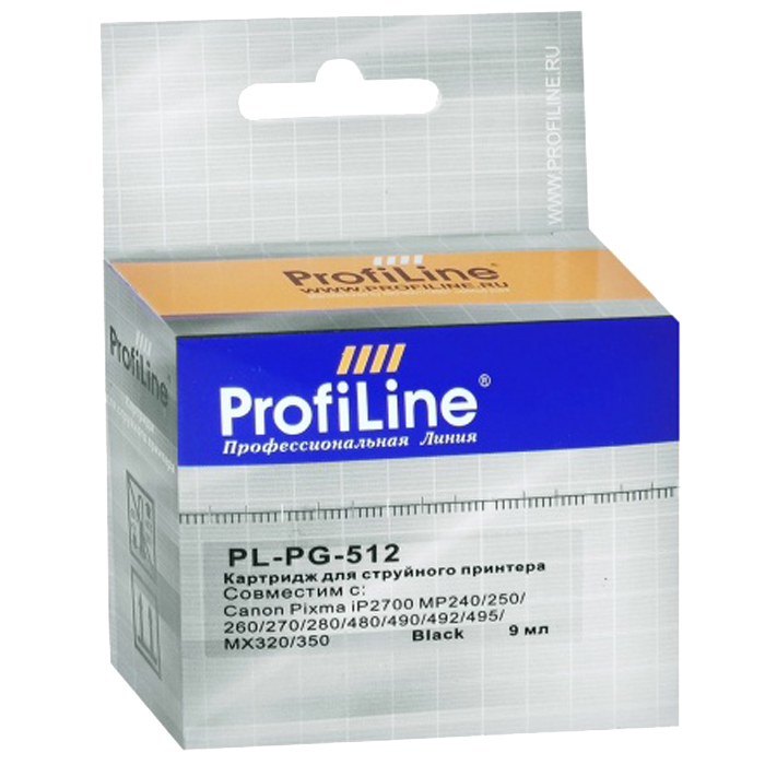

Картридж струйный ProfiLine PL-PG-512 (PG-512), черный, совместимый, 401 страниц, для Canon Pixma iP2700 MP240/250/260/270/272/280/480/490/492/495/ MX320/330/340/350